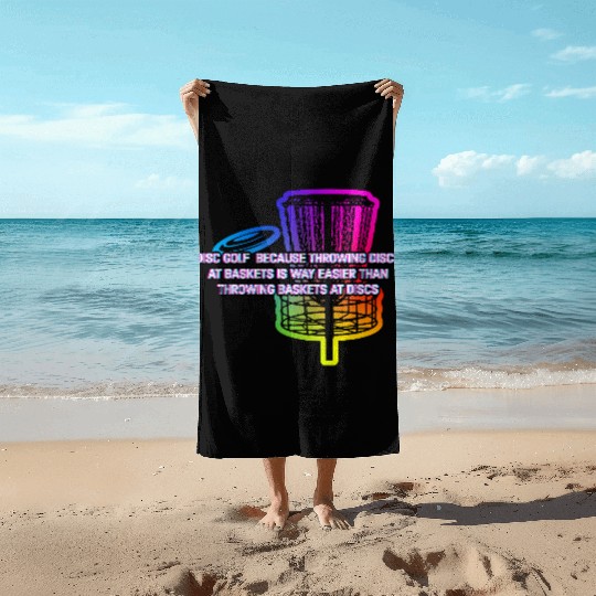 Throwing Discs at Baskets Sports Disc Golf Games Beach Towels