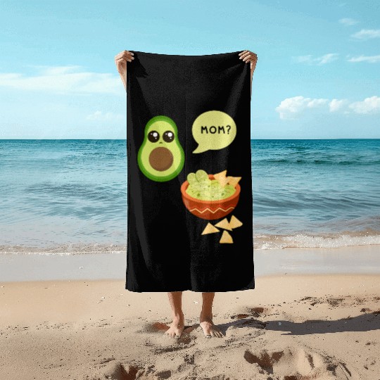 Avocado Guacamole Mom funny Beach Towels