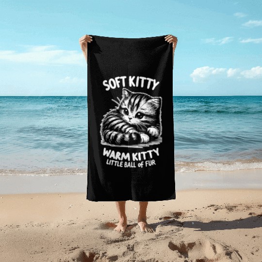 Soft Kitty (dark) Beach Towels