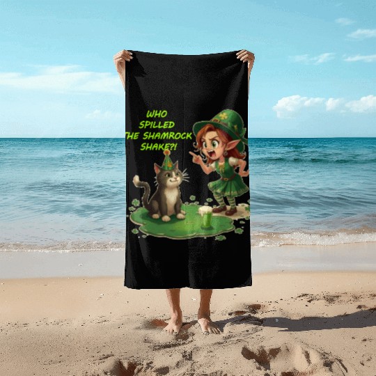 Who spilled the Shamrock Shake?! Beach Towels