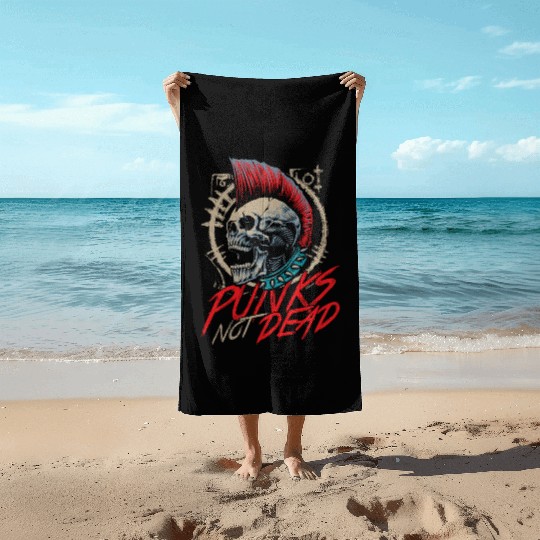 Punks Not Dead Rocker Punker Punk Rock Music Beach Towels