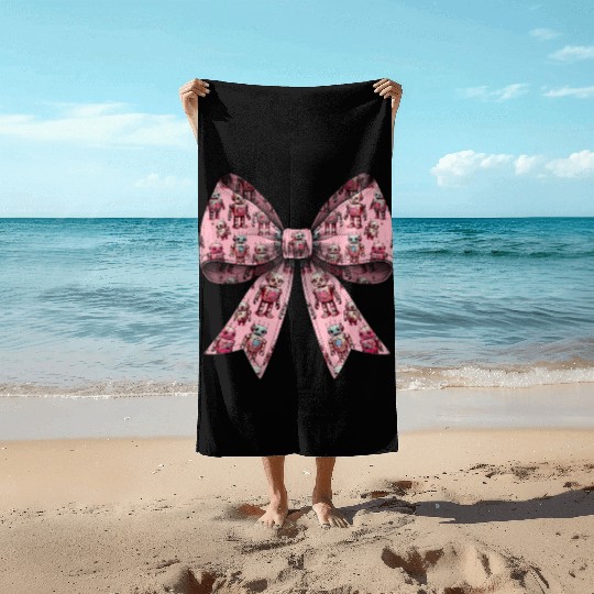 Coquette Bow Robot Mothers Day Robotics Pattern Beach Towels