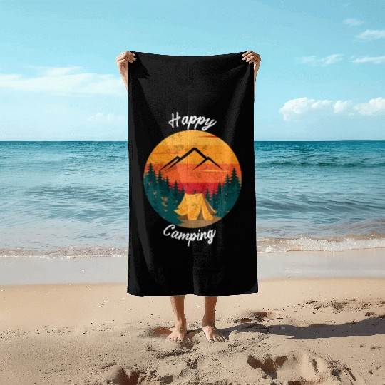 Happy Camping Beach Towels Hiking Mountain Adventure