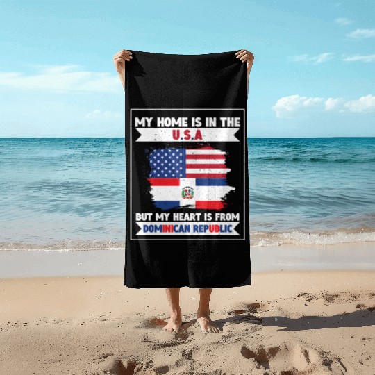 My Home The USA Heart From Dominican Republic US Beach Towels