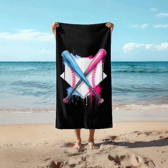 Ice Cream Drip Baseball Bat Baseball Player Beach Towels