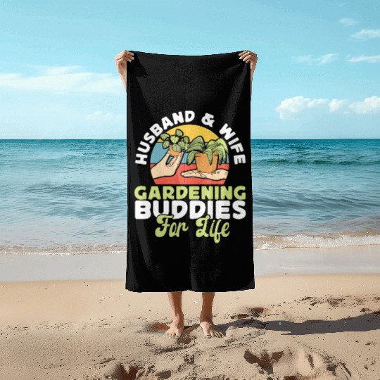 Plant Lover Gardening Husband Wife Beach Towels