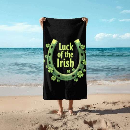 Luck of the Irish Horseshoe Design Beach Towels