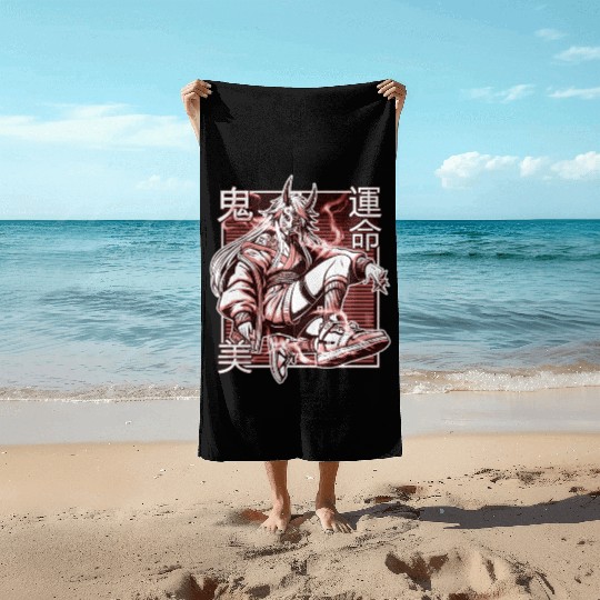 Red Kunoichi Demon Beach Towels