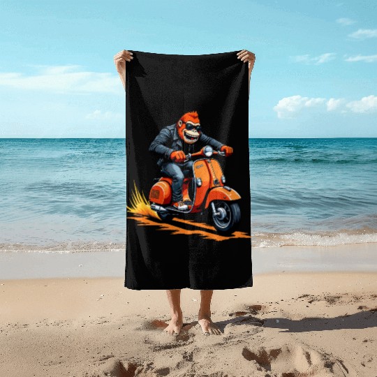 Rebellious Gorilla on Motorcycle Beach Towels