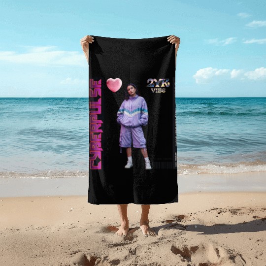 Y2K Vibes Cyberpulse Retro Beach Towels