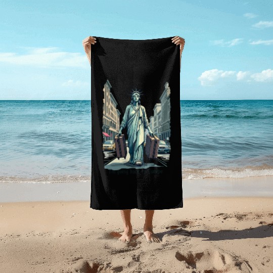 Funny Statue of Liberty USA America Sarcasm Beach Towels