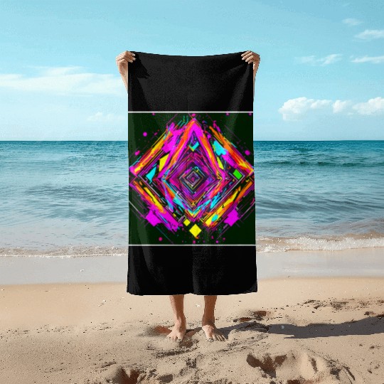 Neon Colors Vintage Party Rave Beach Towels