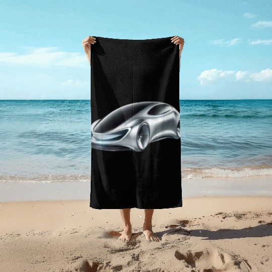 Silver and Black Futuristic Car Beach Towels