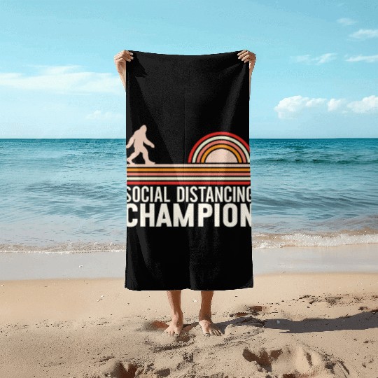 Social Distancing Champion Retro Style Bigfoot Beach Towels