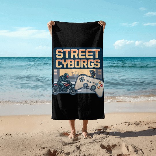 Street Cyborgs - Retro Video Game Beach Towels