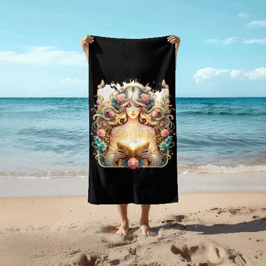 Virgo - Starlit Goddess of Purity Beach Towels