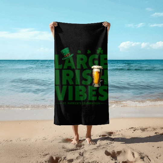 Bold Typography Celebrating St Patrick s Day Beach Towels