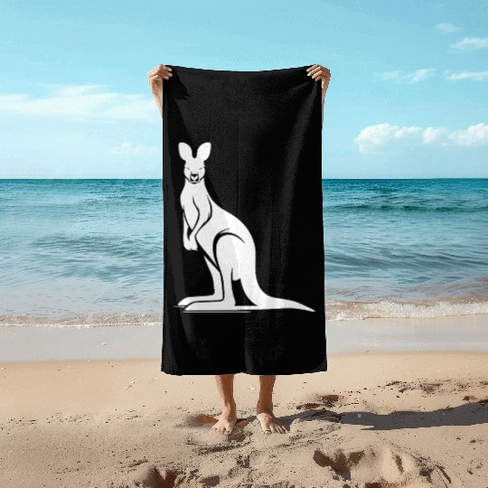 Marsupials Of The Wild Kangaroo Silhouette Beach Towels