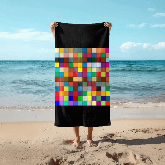"Vibrant Multi-Color Square Box Design Beach Towels"