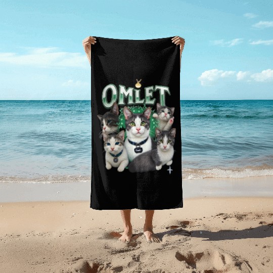 Vintage 90s Aesthetic Multi-Cat Graphic Beach Towels
