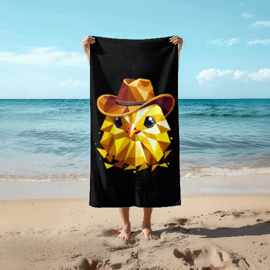 Cute chick with a stylish cowboy hat Beach Towels