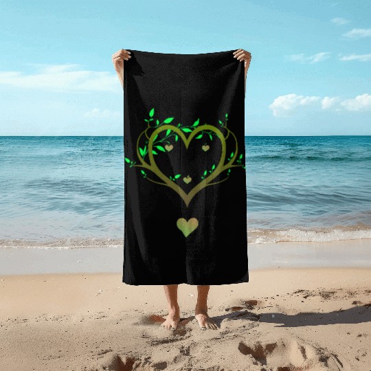 Nature Heart Tree | Green Love Botanical Art Beach Towels