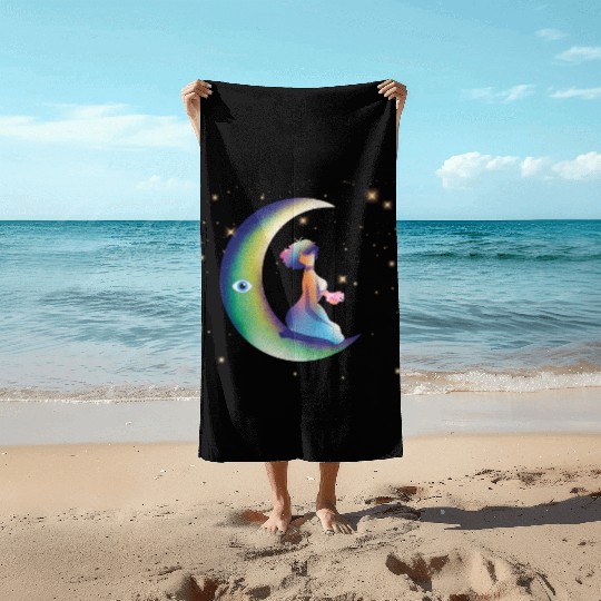 Moonlit lady Beach Towels