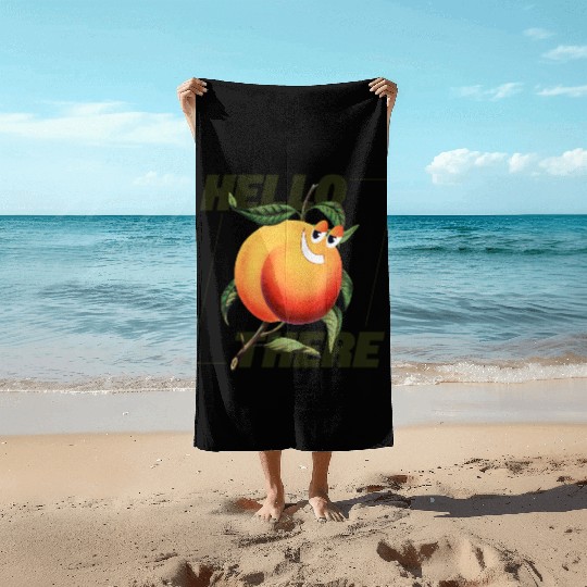 Hello There – Smiling Peach Flirt Graphic Beach Towels