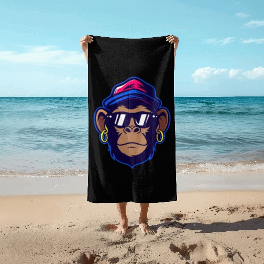 Cool Monkey with Sunglasses Urban Cartoon Style Beach Towels