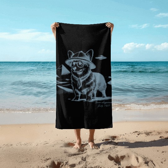 Explorer Pomeranian – Ancient Mysteries & UFOs Beach Towels
