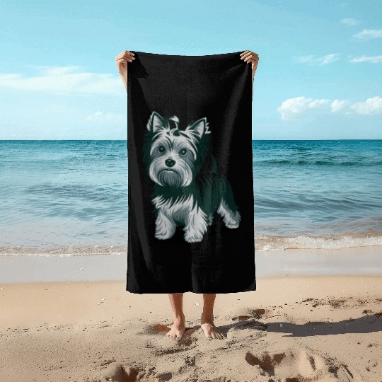 Adorable Yorkshire Terrier Art for Dog Lovers Beach Towels