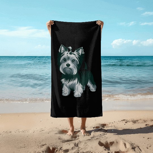 Adorable Yorkshire Terrier Art for Dog Lovers Beach Towels