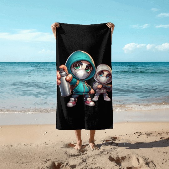 Street Art Duo – Graffiti & Photography Vibes Beach Towels