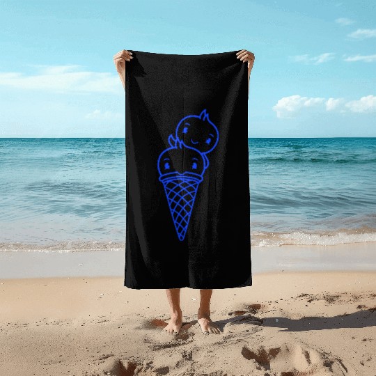 Two Birds Ice Cream Waffle Scoops Greeting Waving Beach Towels