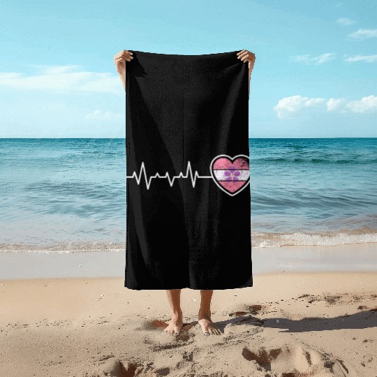 Lesbian Heartbeat Violet Flower Vintage Look Pride Beach Towels