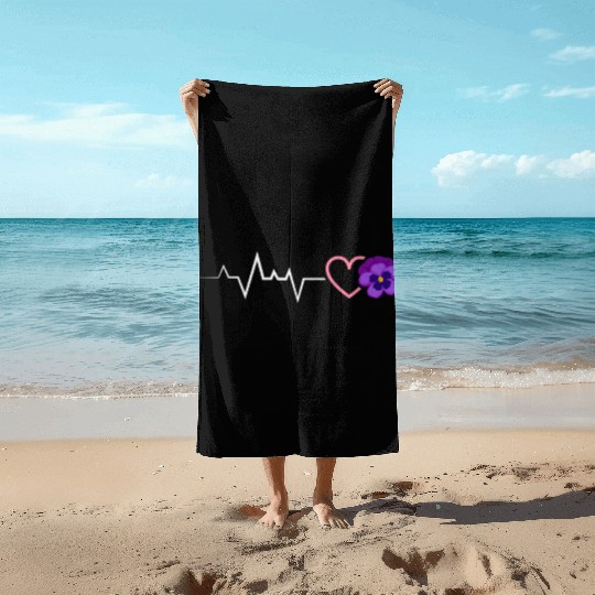 Lesbian Heartbeat Violet Flower Love Pride Beach Towels