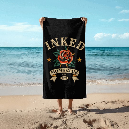 Inked Moms Club – Tattoo Rose Emblem Beach Towels