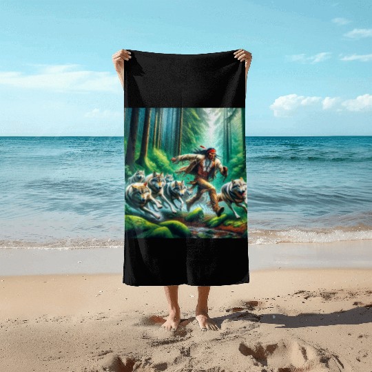 Native American Runner Beach Towels