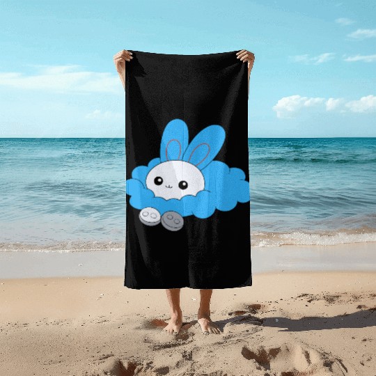 cloud playing a mini ukulele pearl white war Beach Towels