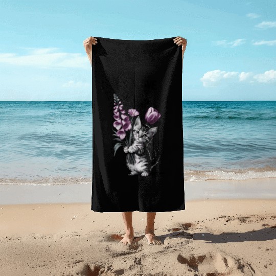 Subtle Floral Anti Trump Flowers Foxglove Daisy Beach Towels