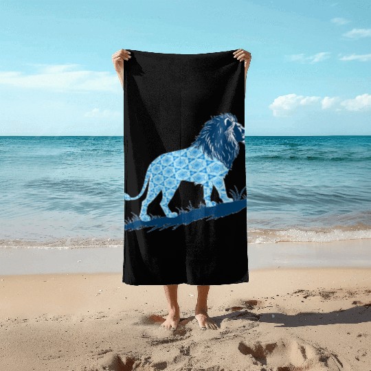 Star of David Pattern 2 Lion of Judah Beach Towels