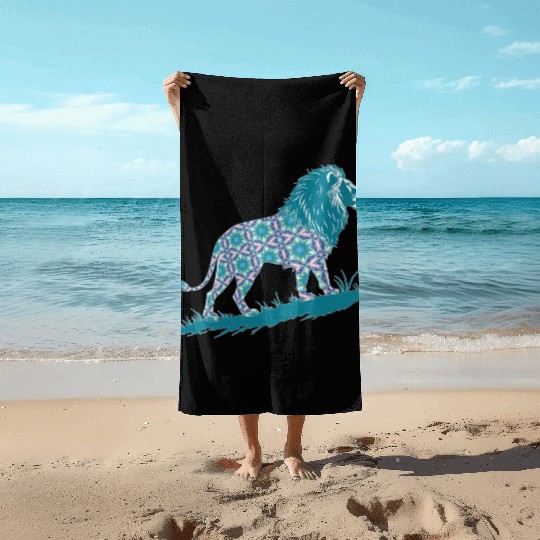 Star of David Pattern 8 Lion of Judah Beach Towels