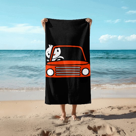 Duck Car Driver Fast Vehicle Greeting Waving Cute Beach Towels