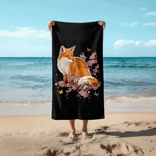 Fox Cherry Blossom Beach Towels