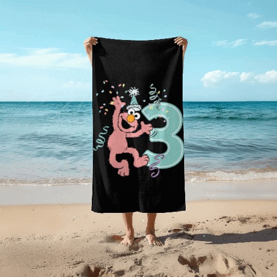 Sesame Street Birthday Design With Elmo 3 Years Beach Towels