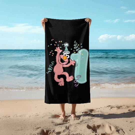Sesame Street Birthday Design With Elmo One Year Beach Towels