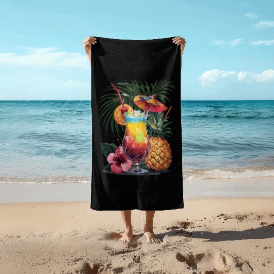 Tropical Vibes with Pineapple and Cocktail Beach Towels