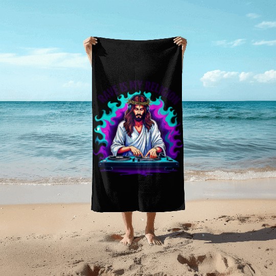 Rave Techno House Party EDM Festival Goa Electro Beach Towels
