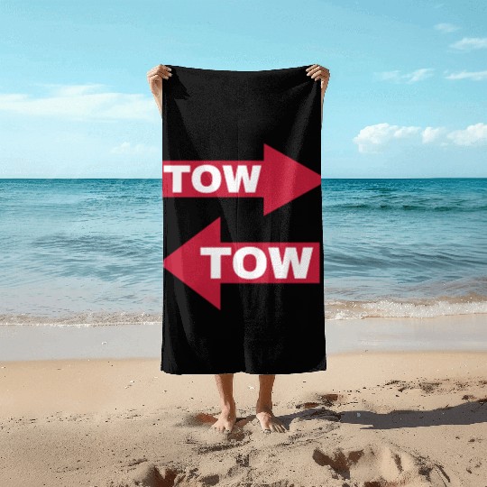 tow arrow red moving automotive because racecar Beach Towels
