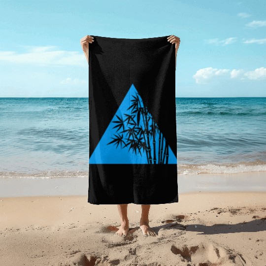 A Blue Triangle and Bamboo Beach Towels